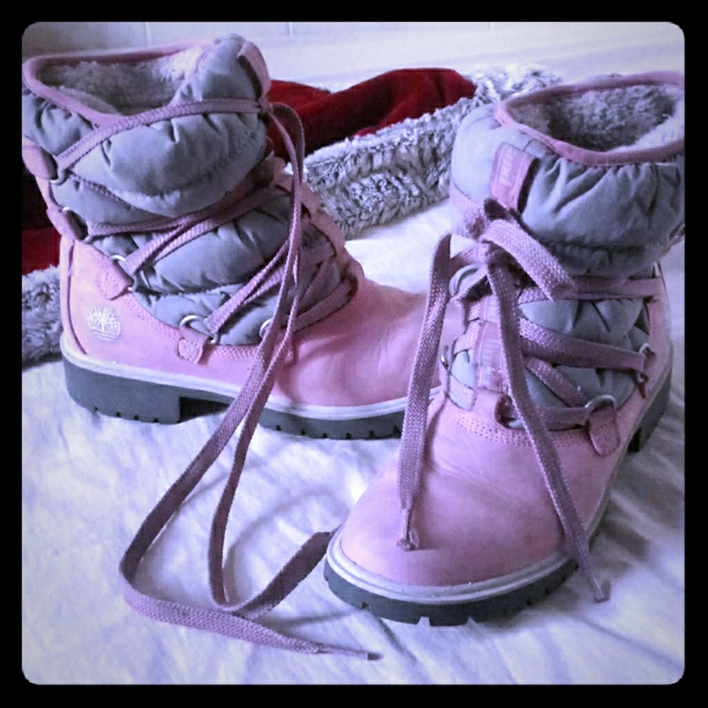 Pink timberland boots woman's 7m